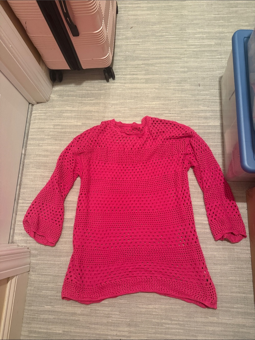 Bright Pink Crochet Bathinsuit cover up